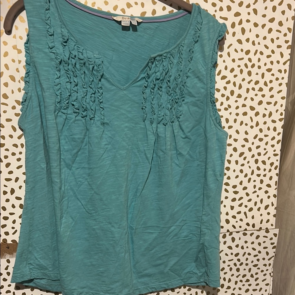 Boden Green Ruched Sleeveless Tank Top
